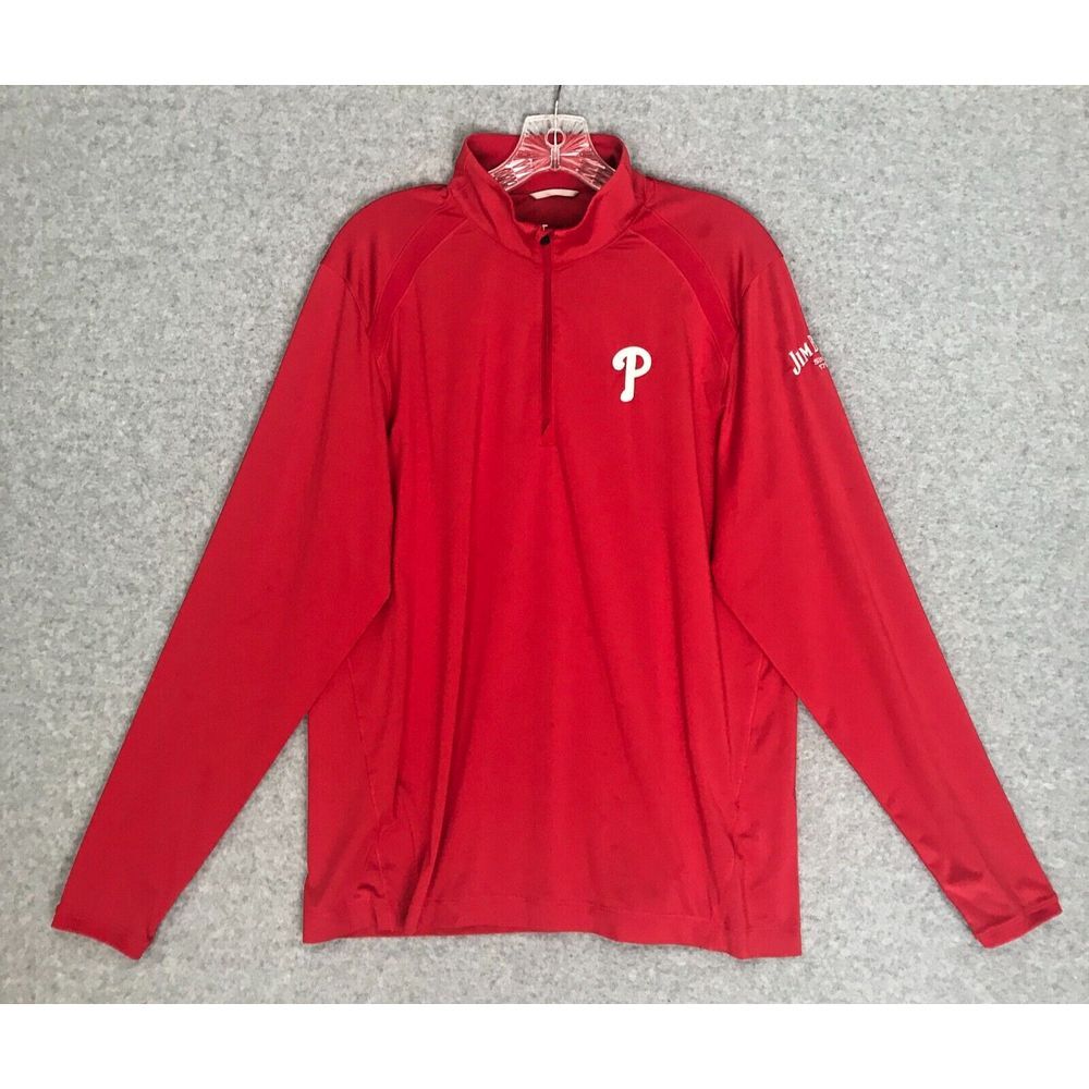Philadelphia‎ Phillies Jim Beam Pullover 1/4 Zip Mens Medium Red Long Sleeve